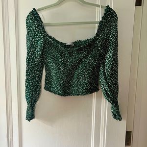 Floral Green Square Neck